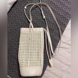 Vince off white leather bucket crossbody